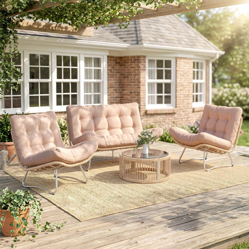Nancy's Silvi Loungeset - Tuinset - Lounge Set - Tuinmeubelset - Bruin - Rotan