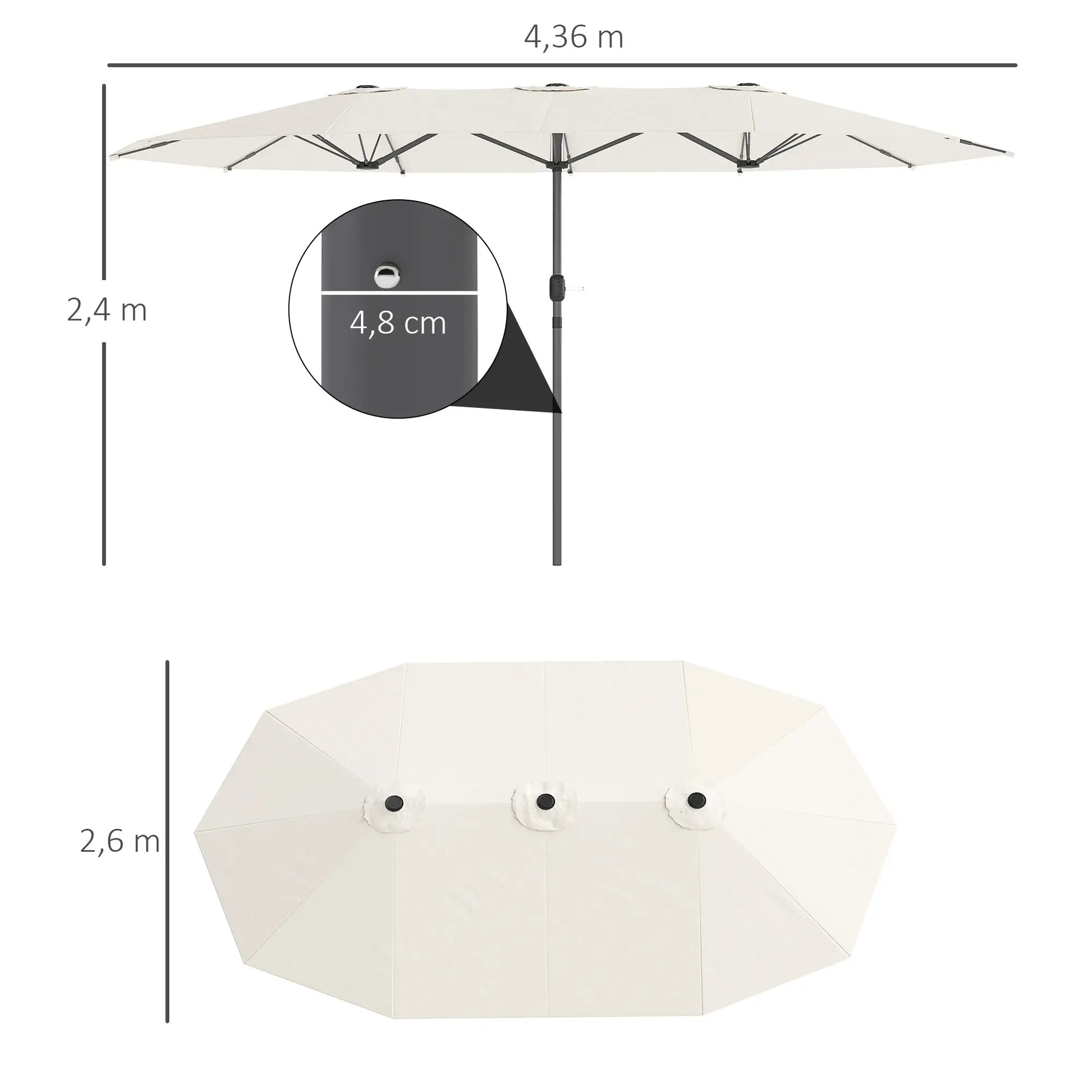 Nancy's Ciconicco Parasol - Tuinparasol - UV-bescherming - Beige - ± 435 x 260 cm
