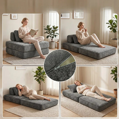 Nancy's Stanghella Slaapbank - Slaapstoel - Logeerbed - Grijs - Chenille