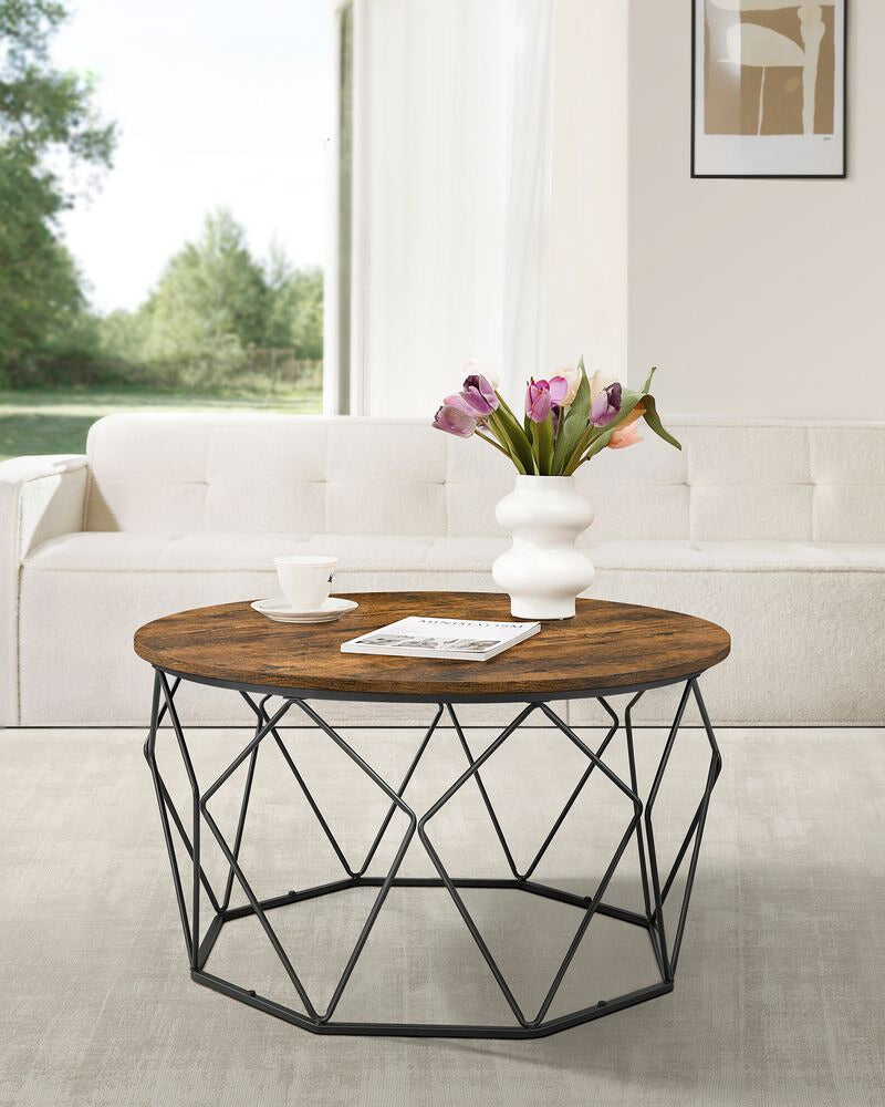 Nancy's Wombwell Salontafel Multifunctioneel - Bruin - Zwart - Industrieel - Vintage - 80 x 45 cm Ø x H