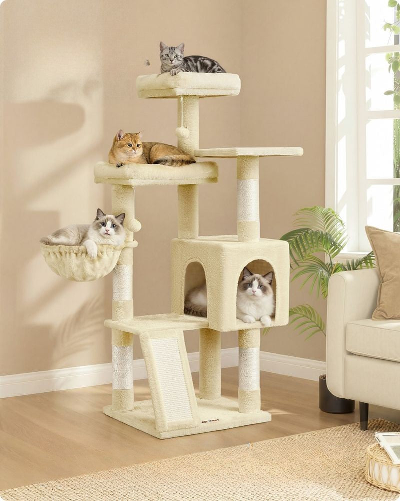 Nancy's Settala Krabpaal - Kattenboom - Krabplank - Beige - ± 50 x 50 x 135 cm