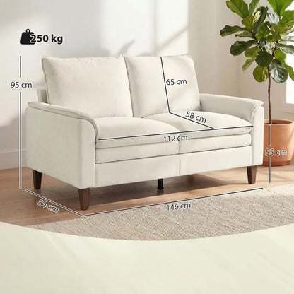 Nancy's Roppolo 2-Zitsbank - Zitbank - Loveseat - Crèmewit - Chenille - ± 145 x 85 x 95 cm
