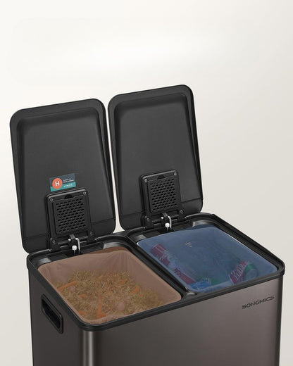 Nancy's Morcone Afvalscheiding Prullenbak - Afval scheiden - Prullenbak - Afvalbak - Grijs - 2 x 30 Liter