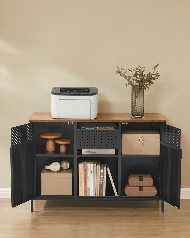 Nancy's Agilde Dressoir - Opbergkast - Sideboard - Bruin / Zwart - ± 40 x 110 x 75 cm