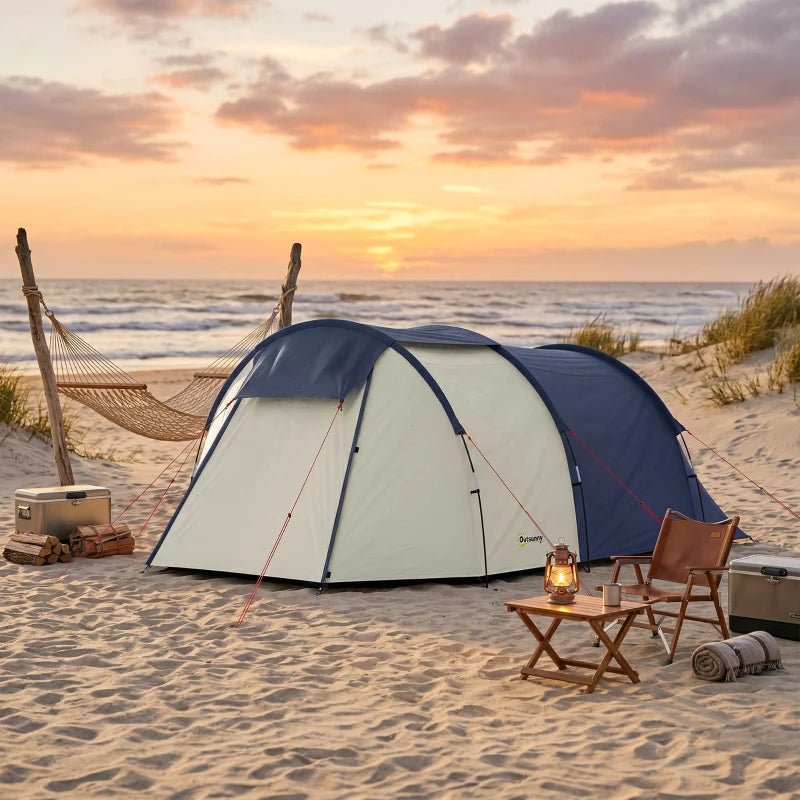 Nancy's Smarano Kampeertent - Campingtent - 2-4 Personen - Gezinstent - Blauw / Crèmewit - 385 x 240 x 140 cm