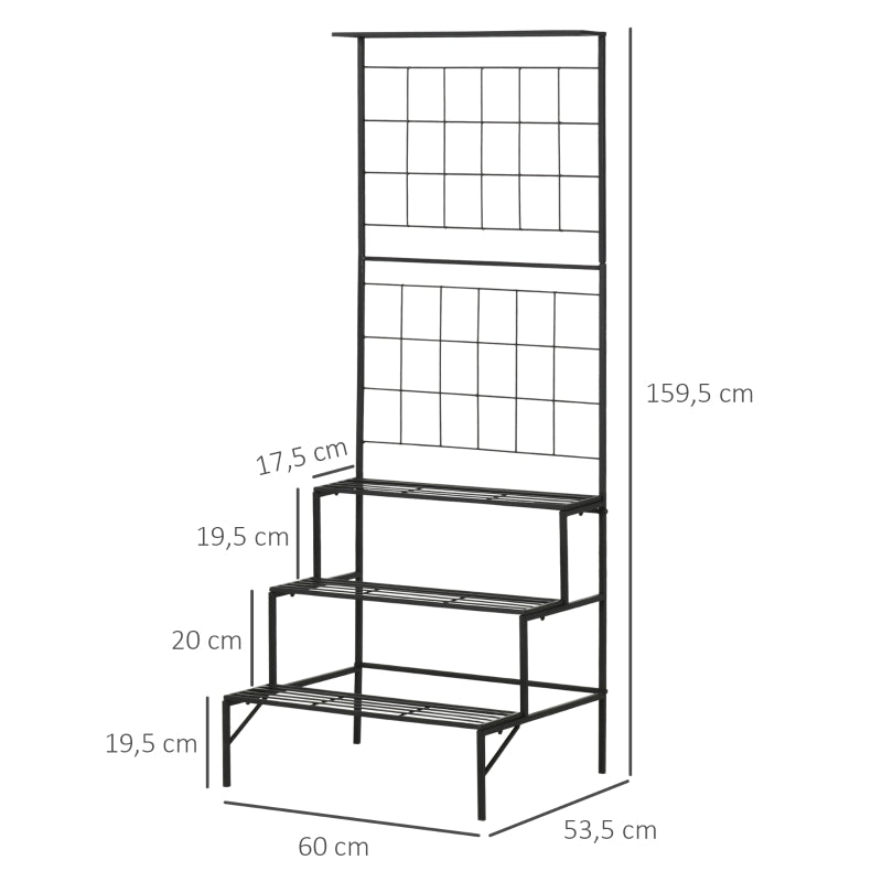 Nancy's Lugo Plantenrek - Bloemenrek - Plantentrap - Bloementrap - Zwart - ± 60 x 55 x 160 cm