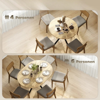 Nancy's Tossicia Eettafel Ovaal - Uitschuifbare eettafel - Tafel ovaal - Naturel hout / Zwart - MDF / Staal