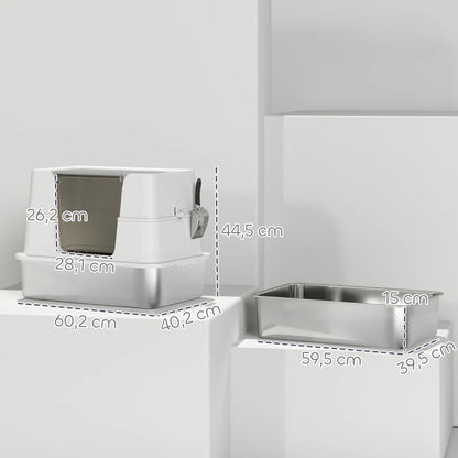 Nancy's Modugno Kattenbak - Katten wc - Kattentoilet - RVS / Grijs - ± 60 x 40 x 45 cm