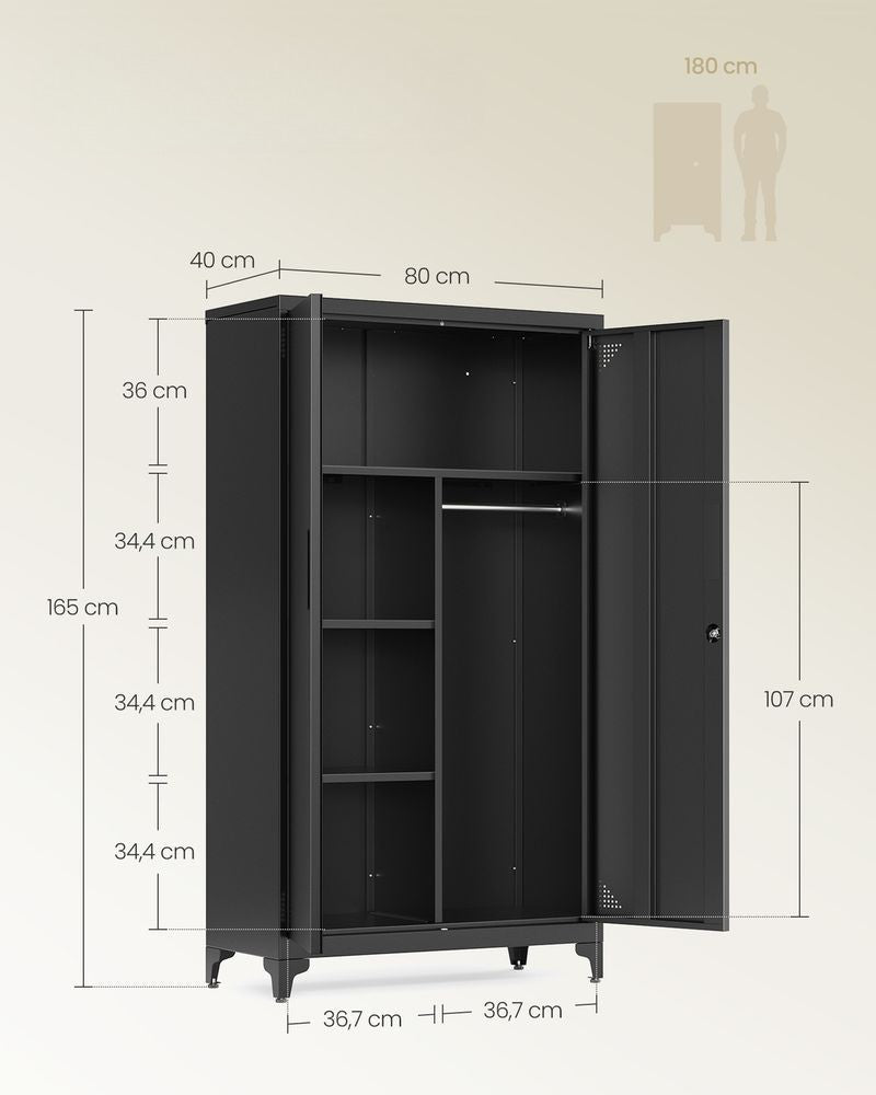 Nancy's Seveso Archiefkast - Dossierkast - Kantoorkast - Zwart - Staal - 80 x 40 x 165 cm