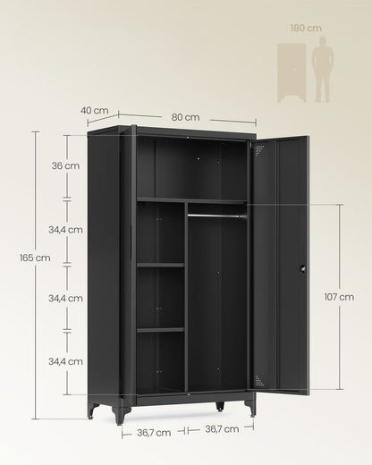 Nancy's Seveso Archiefkast - Dossierkast - Kantoorkast - Zwart - Staal - 80 x 40 x 165 cm