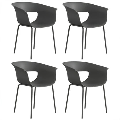 Nancy's Scanno Tuinstoelen - Set van 4 - Terrasstoelen - Ergonomisch - Grijs - Staal / Kunststof