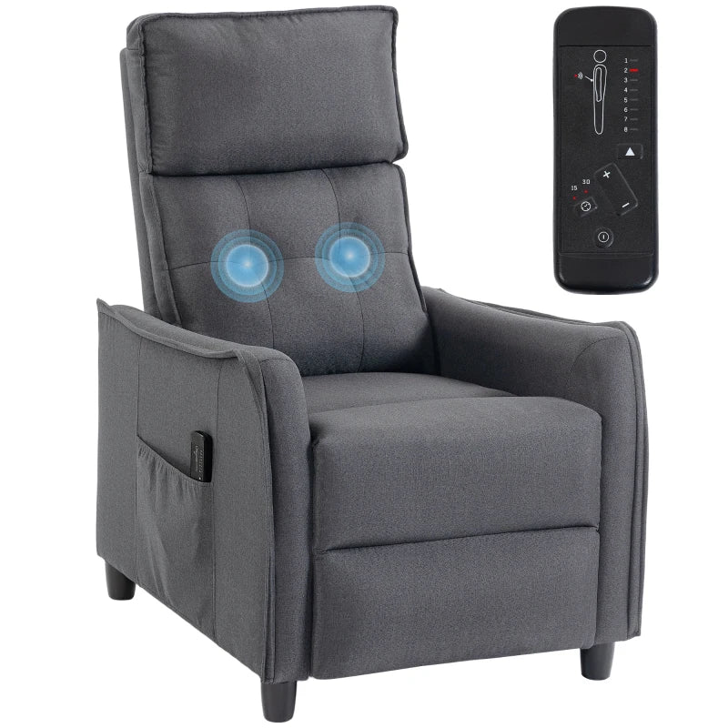 Nancy's Spilamberto Massagestoel - Relaxfauteuil - Vibratiemassage - Diepteverstelling - Grijs - Linnenlook