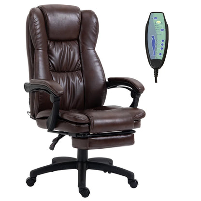 Nancy's Agrustos Massage Bureaustoel - Ergonomisch - Verstelbare Rugleuning - Voetsteun - Draaibaar - Bruin