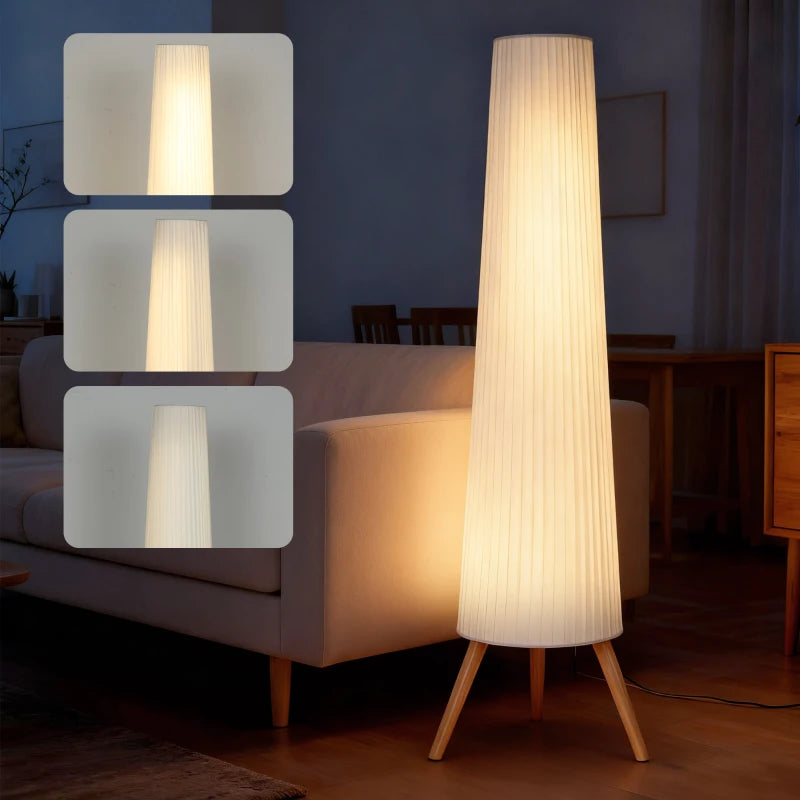 Nancy's Parrano Vloerlamp - Staande Lamp - LED-Lamp - Dimbaar - Wit - Staal / Hout