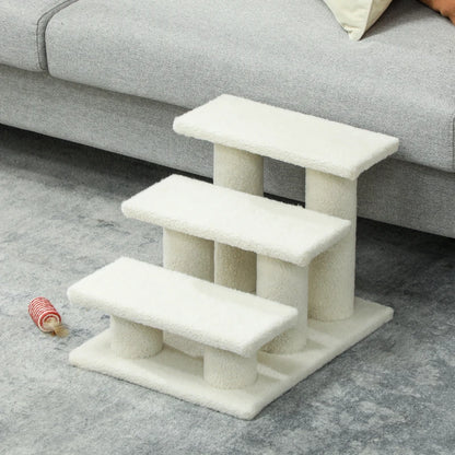 Nancy's Torno Kattentrap - Met 3 treden - Beige - Pluche - 45 x 35 x 34 cm
