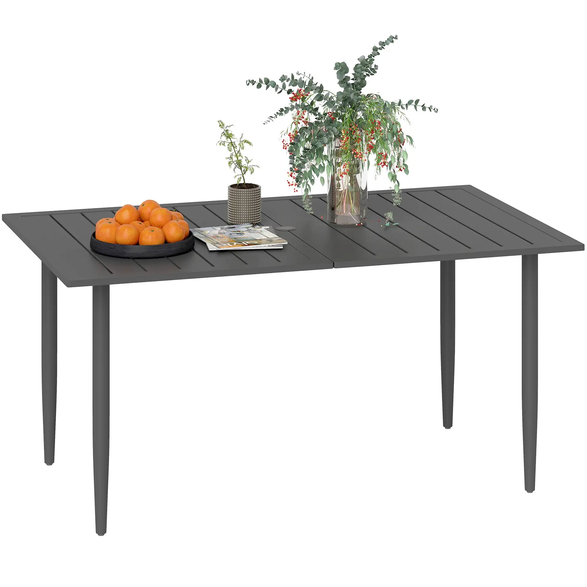 Nancy's Fontanellato Tuintafel - Eettafel voor buiten - Terrastafel - Zwart - Staal - ± 150 x 90 x 75 cm