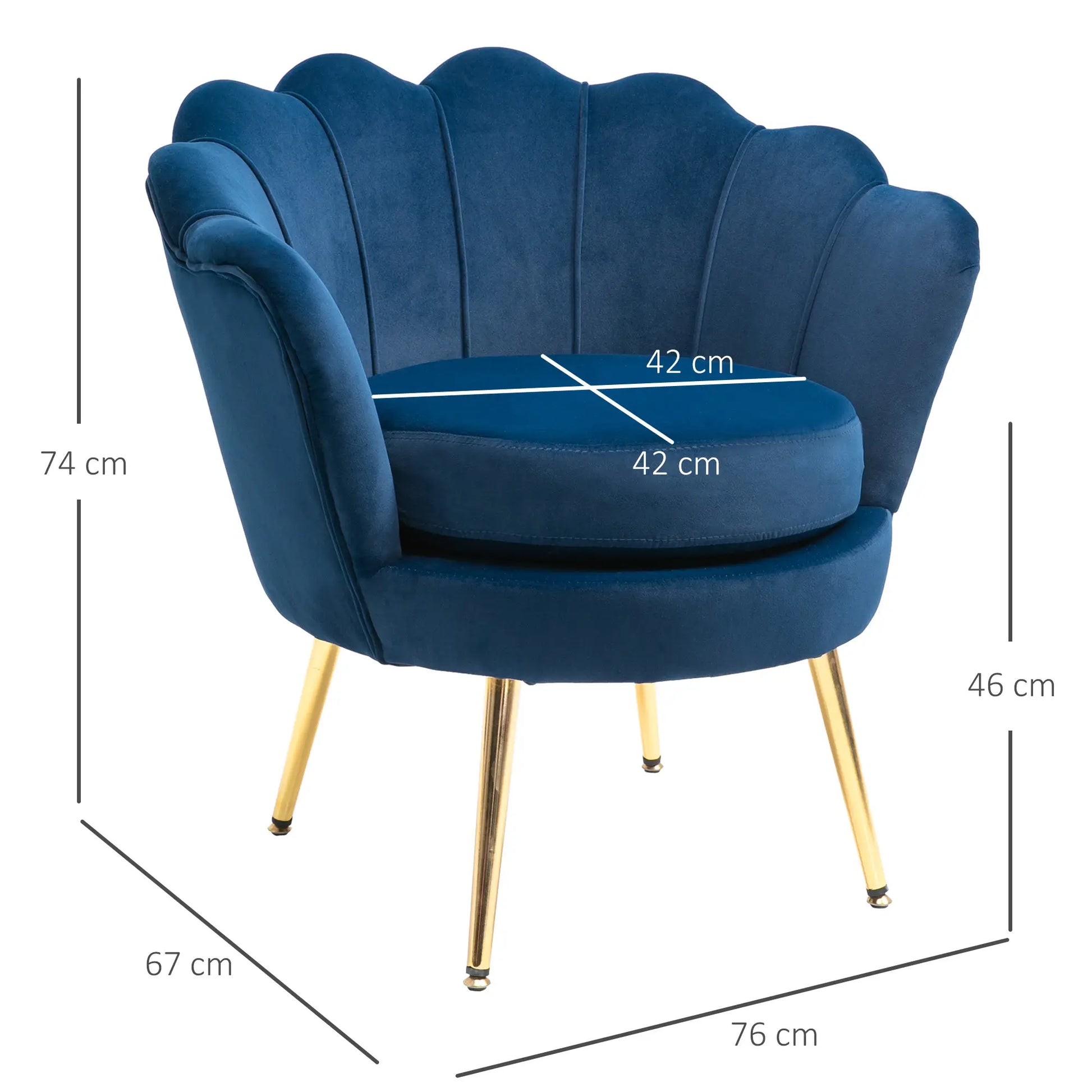 Nancy's Cunevo Fauteuil - Loungestoel - Relaxstoel - Blauw / Goud - Fluweel