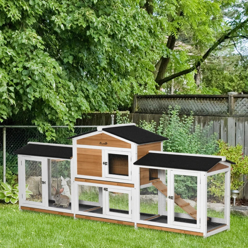 Clapier à lapins Aldora de Nancy - Clapier pour animaux - Cage pour animaux - Bois de pin - ± 230 x 50 x 90 cm