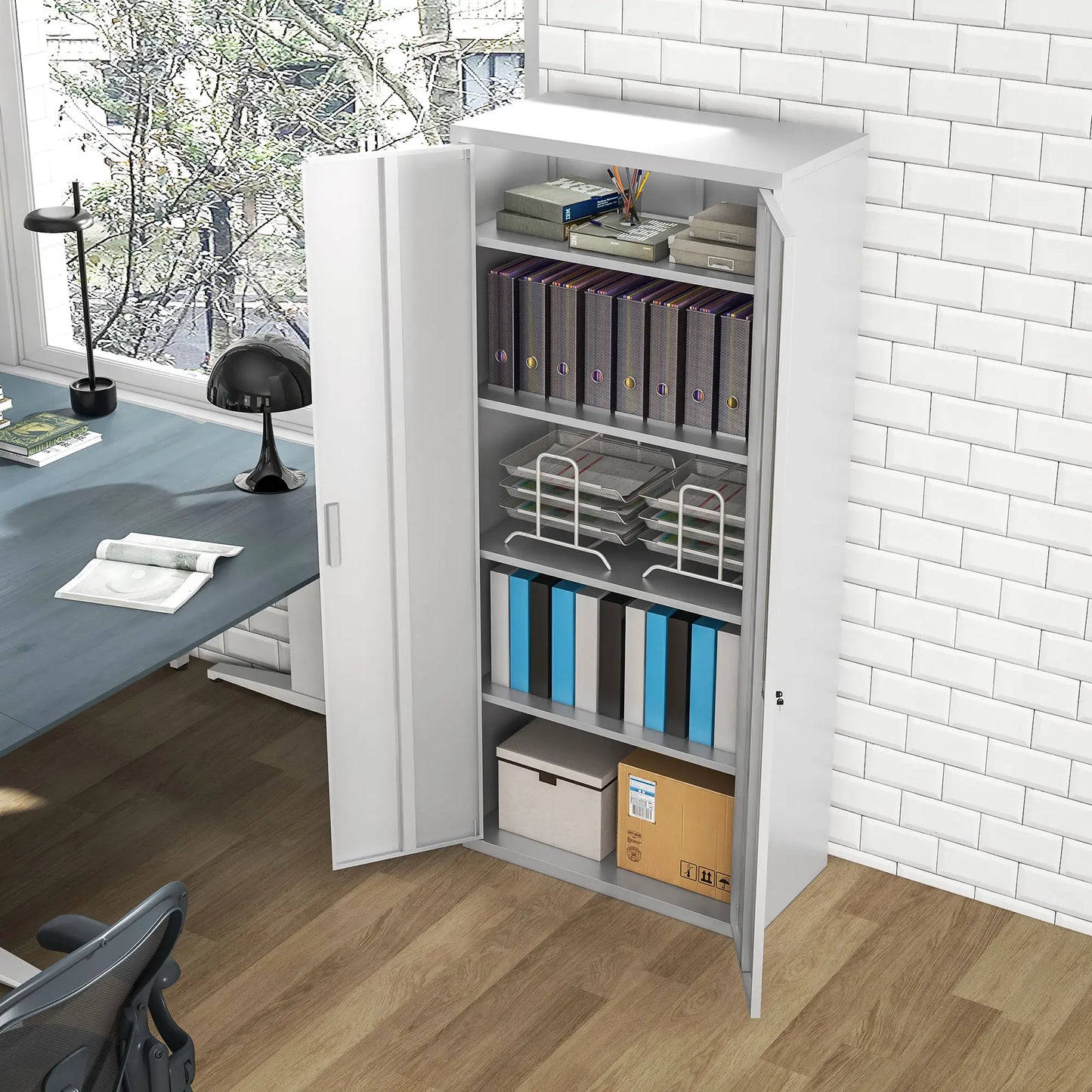Nancy's Lourosa Archiefkast - Dossierkast - Kantoorkast - Wit - Staal - 80 x 40 x 180 cm