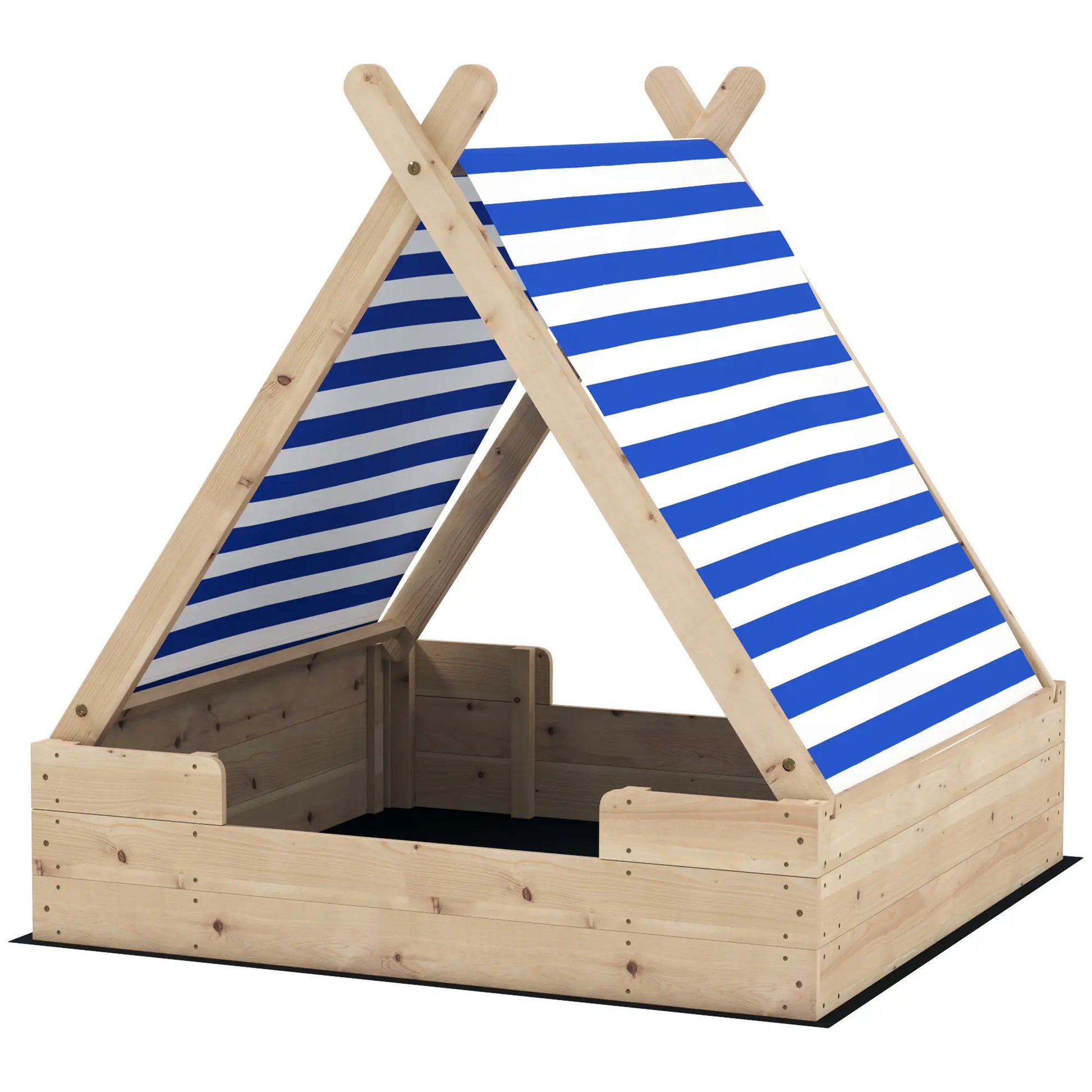 Nancy's Comiso Zandbak - Met Afdekzeil - Dennenhout - ± 120 x 120 x 125 cm