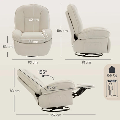 Nancy's Sermide Relaxfauteuil - Loungestoel - Relaxstoel - Fauteuil - Draaibaar - Verstelbaar - Crèmewit - Chenille