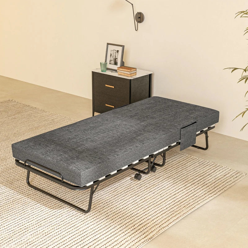 Nancy's Mafamude Logeerbed - Vouwbed - Opvouwbaar Campingbed - Grijs / Zwart - Staal - ± 190 x 80 x 40 cm