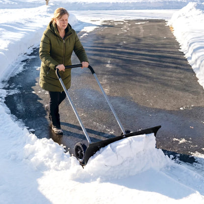 Nancy's Treiso Sneeuwschuiver - Sneeuwschep - Twee wielen - Verstelbare steel - Extra brede schuifplaat - Zwart