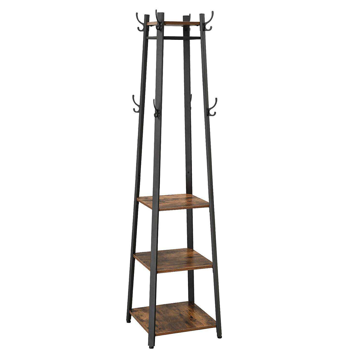 Nancy's Bremerton Staande Kapstok - Garderoberek - Met Planken - Vintage - ± 45 x 45 x 180 cm
