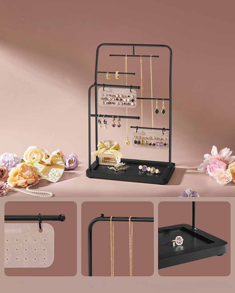Nancy's Casegas Sieradenhouder - Sieraden rek - Sieradenstandaard - Zwart - Staal / Fluweel - Nancy Homestore