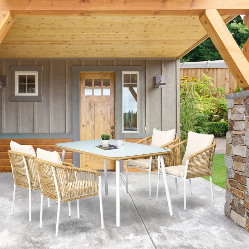 Nancy's Covas Tuinset - Zitgroep - Loungeset - 5-Delige Tuin Set - Wit / Beige