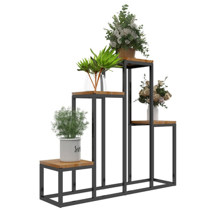 Support à plantes Logrono de Nancy - Support à fleurs - Escaliers végétaux - Escaliers fleuris - Noir / Marron - ± 80 x 20 x 75 cm