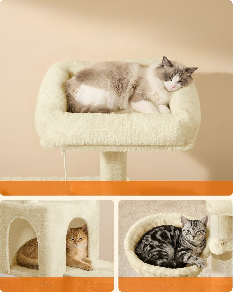 Nancy's Settala Krabpaal - Kattenboom - Krabplank - Beige - ± 50 x 50 x 135 cm