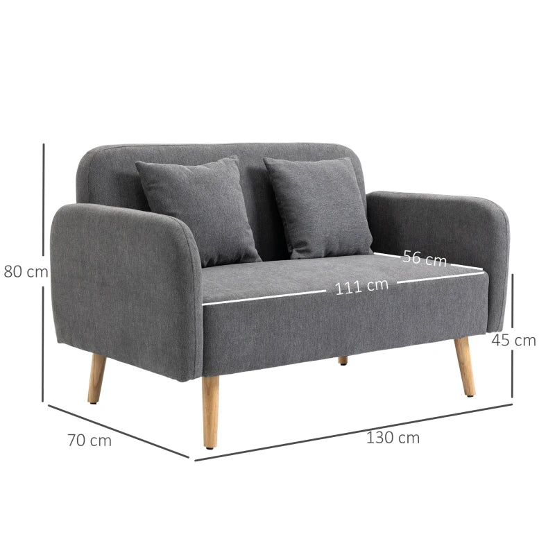 Nancy's Seregno 2-Zitsbank - Tweezitsbank - Woonkamerbank - Zitbank - Grijs - Fluweel - 130 x 70 x 80 cm