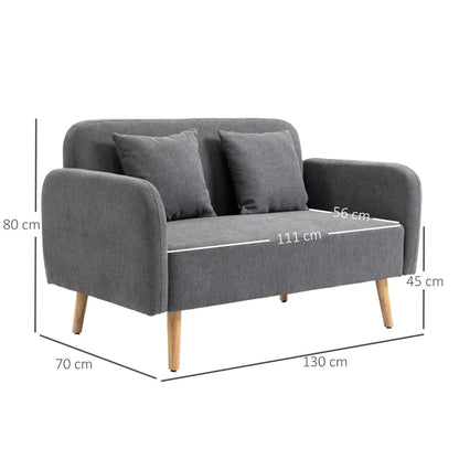 Nancy's Seregno 2-Zitsbank - Tweezitsbank - Woonkamerbank - Zitbank - Grijs - Fluweel - 130 x 70 x 80 cm