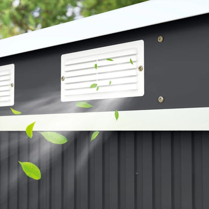 Nancy's Penango Opbergschuur - Gereedschapsschuur - Tuinschuur - Tuinhuisje - Grijs - Staal - ± 215 x 130 x 159/172 cm