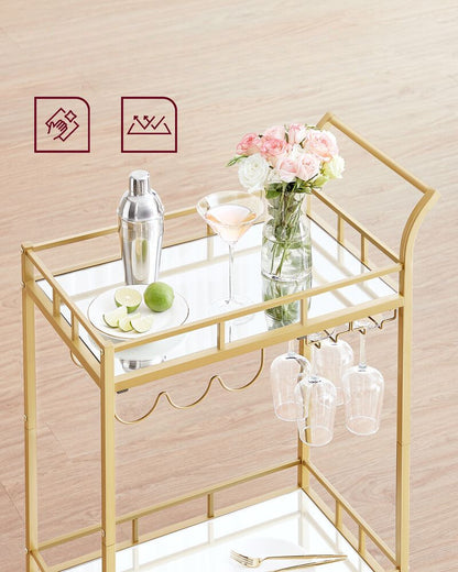 Nancy's Totton Kitchen Trolley Gold - Serving trolley - Bartrolley - Modern - Steel - 60 x 38 x 90 cm