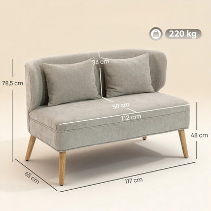 Nancy's Sequals 2-Zitsbank - Woonkamerbank - Tweezitsbank - Bank - Beige - Chenille - ± 115 x 65 x 80 cm
