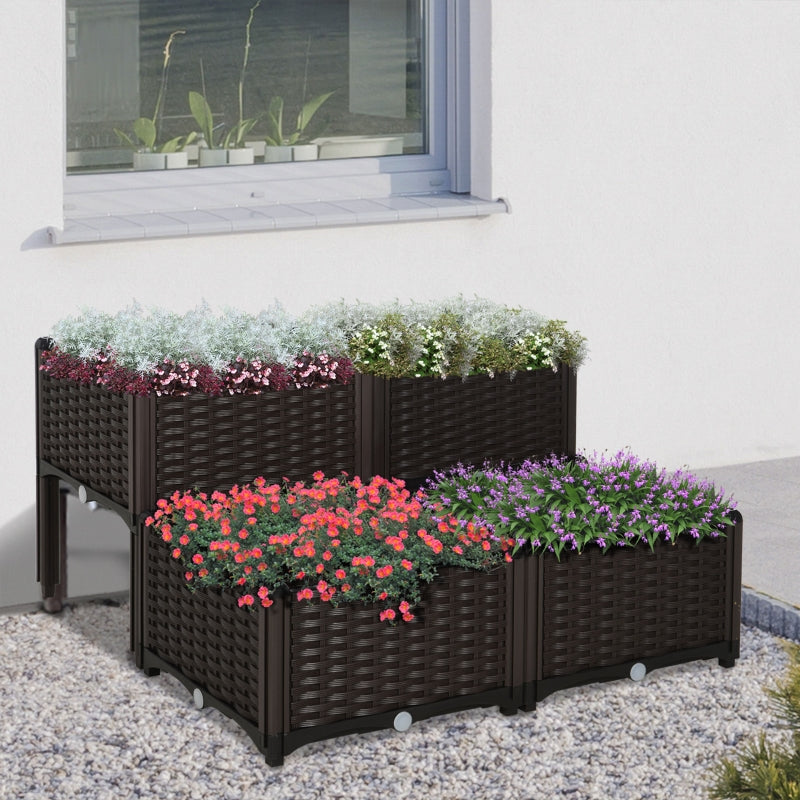 Nancy's Rosemont Planter - Raised Flower Bed - Garden Bed - Plant Bed - Rattan - ± 40 x 40 x 45 cm