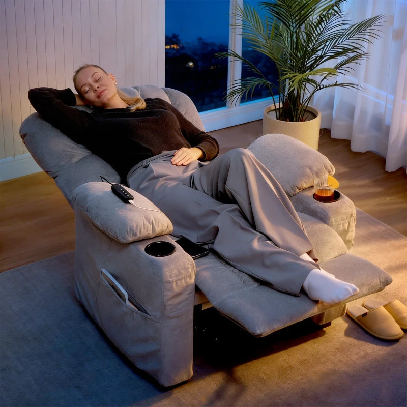 Nancy's Tassullo Elektrische Fauteuil - Relaxfauteuil - Relaxstoel - Kantelbaar - Grijs - Fluweel
