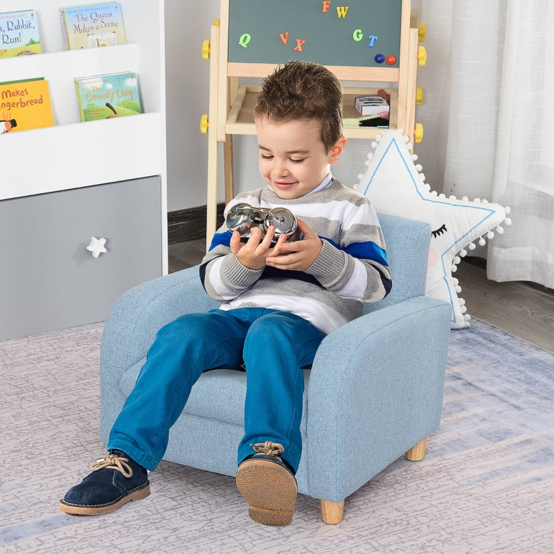 Nancy's Bono Kinderfauteuil - Kinderbank - Kinderstoel - Blauw - Linnen