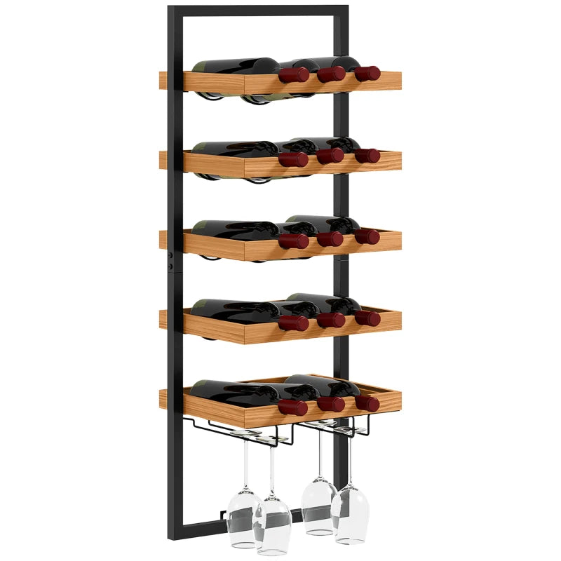 Nancy's Moimenta Wijnrek - Flessenrek - Dennenhout / Staal - ± 35 x 25 x 85 cm 