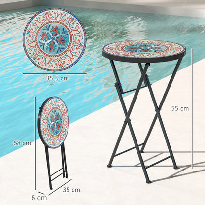 Nancy's Cinigiano Balkontafel - Tuintafel - Bijzettafel voor buiten - Bistrotrafel - Keramiek - ± Ø35 x 55 cm
