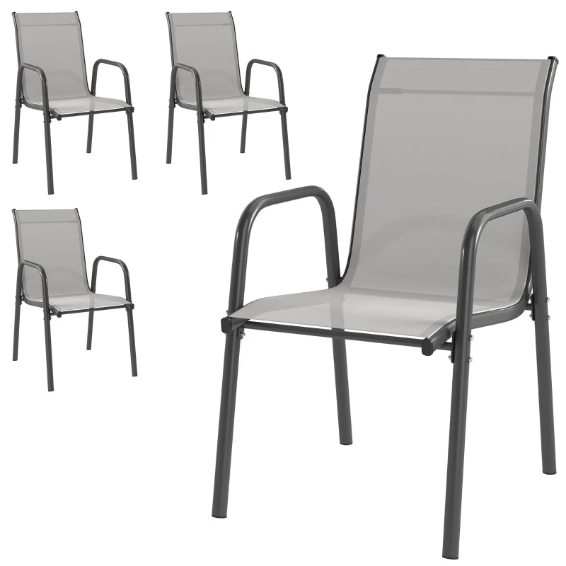 Nancy's Regalbuto Tuinstoelen - Balkonstoelen - Terrasstoelen - Set van 4 - Grijs