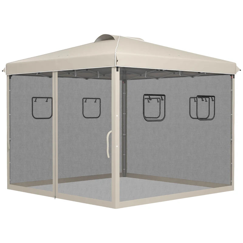 Nancy's Amares Paviljoen - Partytent - Tuin Paviljoen - Beige / Zwart - ± 300 x 300 x 290 cm