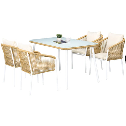 Nancy's Covas Tuinset  - Zitgroep - Loungeset - 5-Delige Tuin Set - Wit / Beige