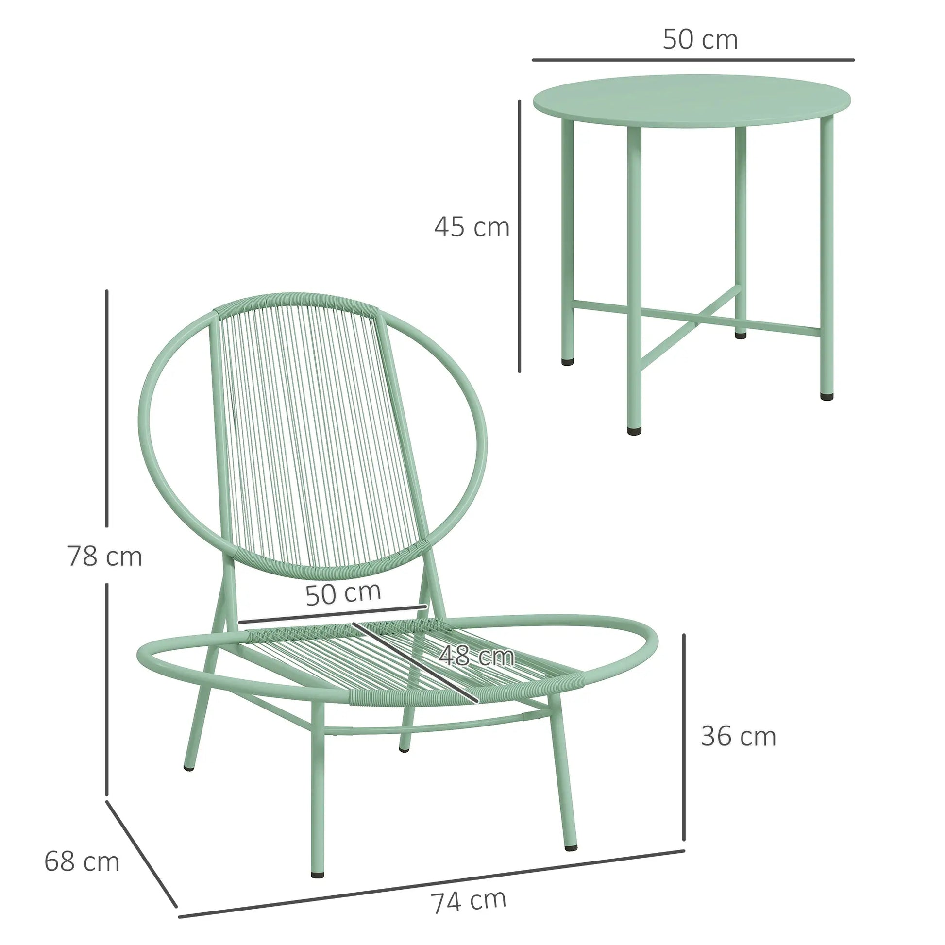 Nancy's Corropoli Bistroset - Tuinset- Balkonset - Groen - Rotan / Staal