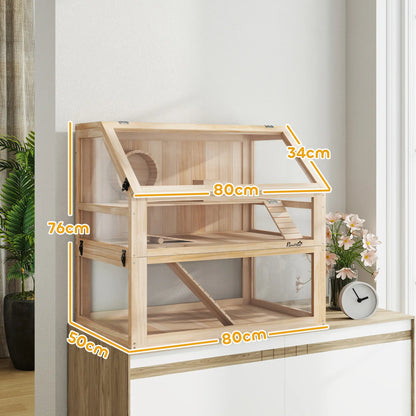 Nancy's Gussago Knaagdierkooi - Hamsterkooi - Dennenhout - ± 80 x 50 x 75 cm