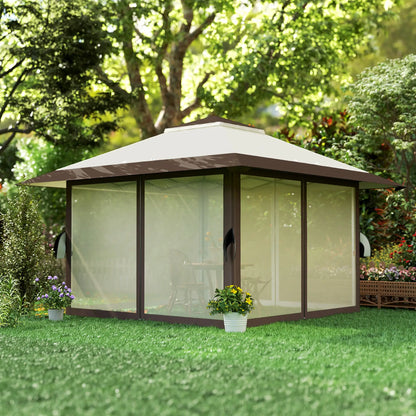 Nancy's Calavino Paviljoen - Tuinpaviljoen - Terras Overkapping - Beige - ± 400 x 400 x 280 cm