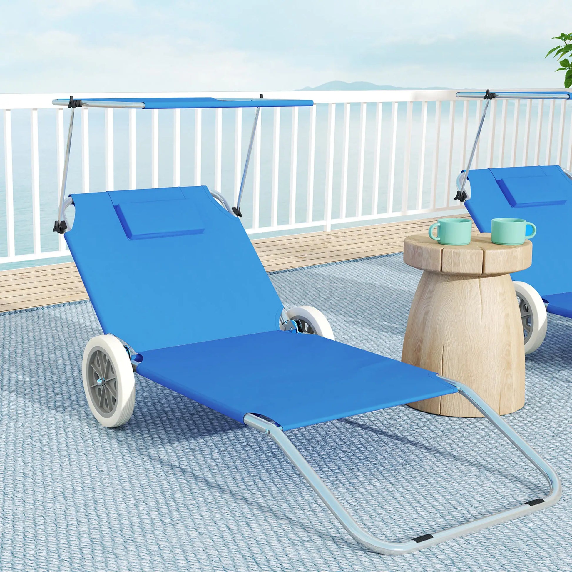 Nancy's Cremolino Strandligstoelen - Strandstoelen - Campingstoelen - Set van 2 - Blauw