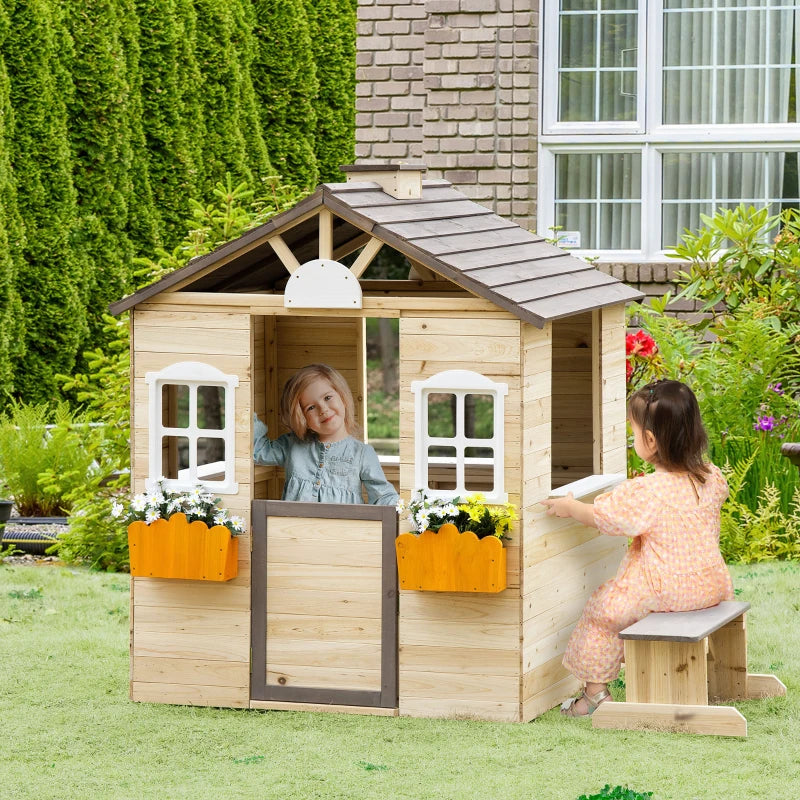 Nancy's Valverde Speelhuisje - Kinder Speelhuis Voor Buiten - Dennenhout - ± 115 x 95 x 135 cm